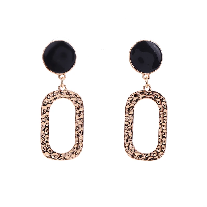 

Gold Plated Earrings 2020 Factory Hot Sale Simple Style Black Geometric Fashionable Ornament Gift For Woman Drop Earrings