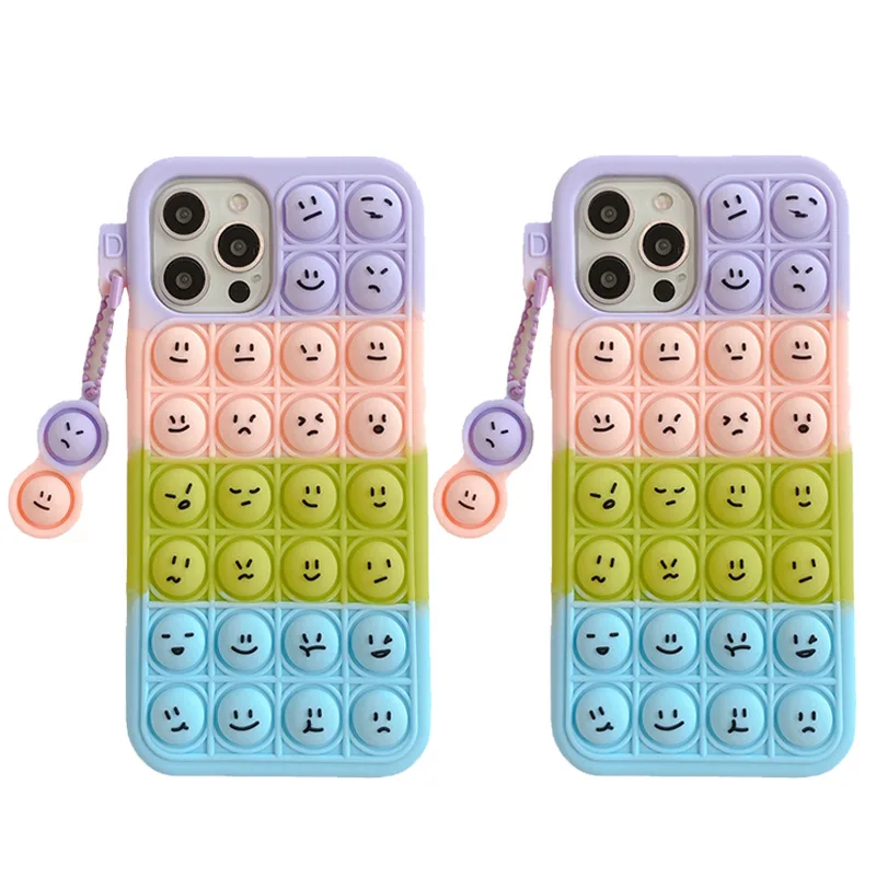 

Cute Funny Anxiety Relief Toy Silicone Protective Cartoon Emoticons Fidget Phone Case