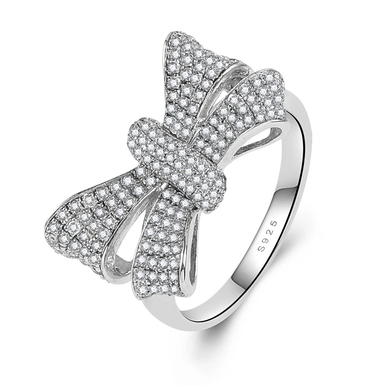 

New Arrivals Zircon Butterfly Rings Jewelry Women Bow Knot Silver Wedding Ring