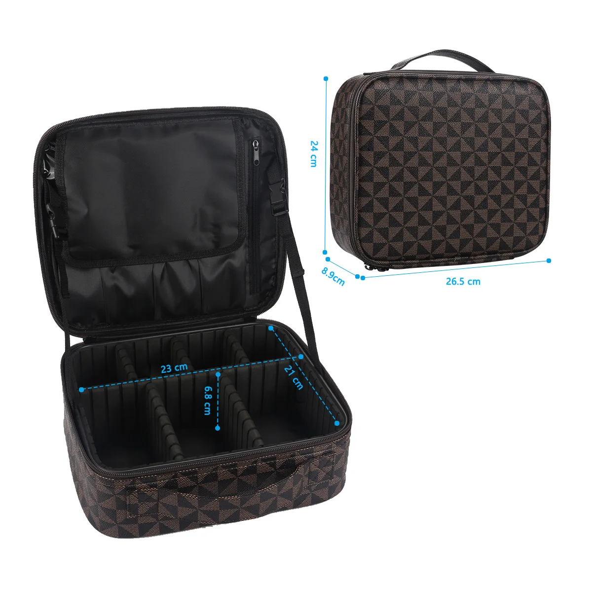 

New Arrival Portable Makeup Train Case with Adjustable Dividers Organizer Travel Kit Artist Cosmetic Bag