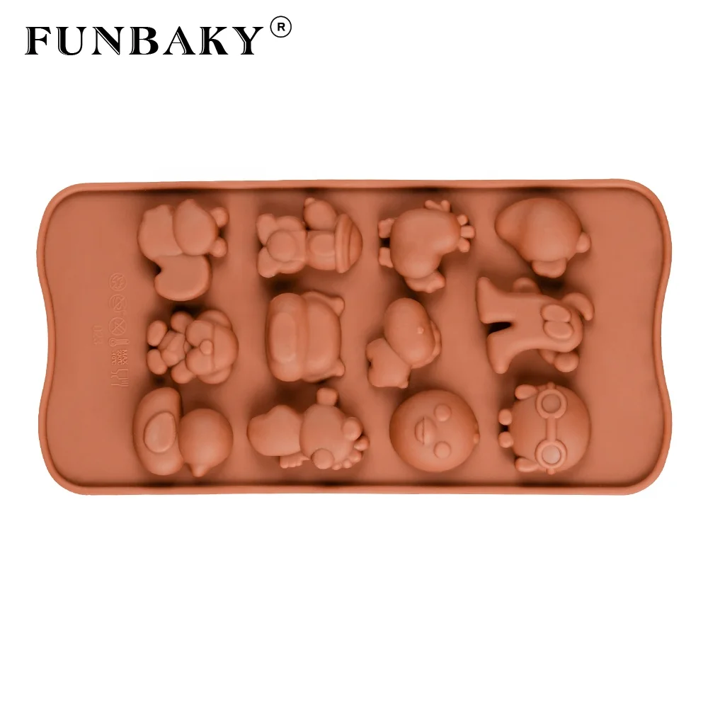 

FUNBAKY Candy making tools cute animal bear duck unique shape chocolate mould silicone DIY birthday decorating tools, Customized color