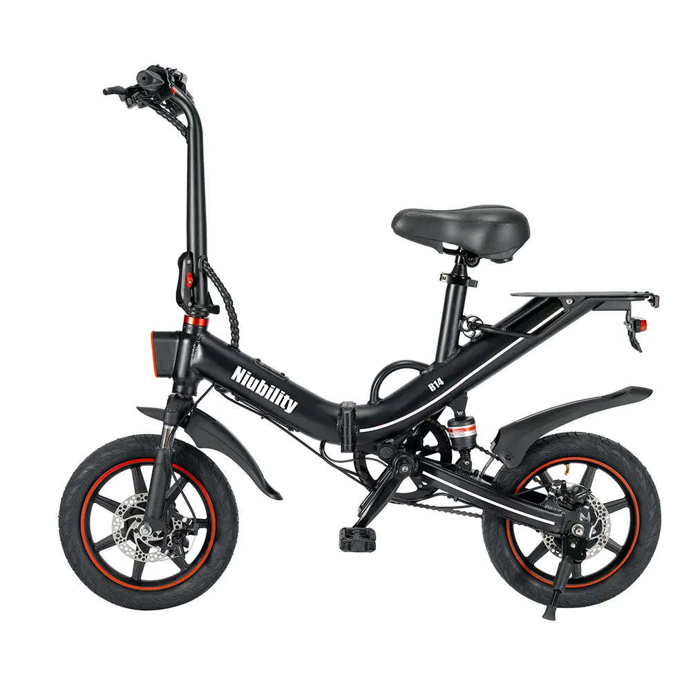 

Free shipping Niubility 14 inch Foldable Electric Bicycle 48V 15Ah Lithium Battery 400w motor moped electric bike EU warehouse, Black/white