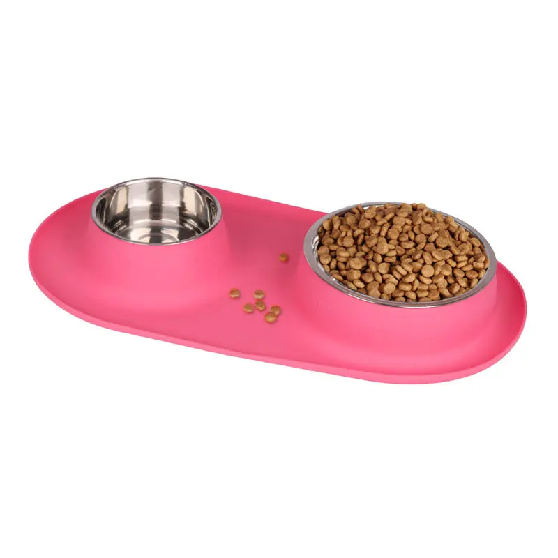 

Food Stainless Steel Portable Dog Water Pet Dish Bowl, Blue, pink, black, gray