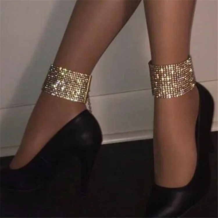 

Sexy Nightclub Glitter Super Cool Rhinestone Anklets Women Iced Out Anklet