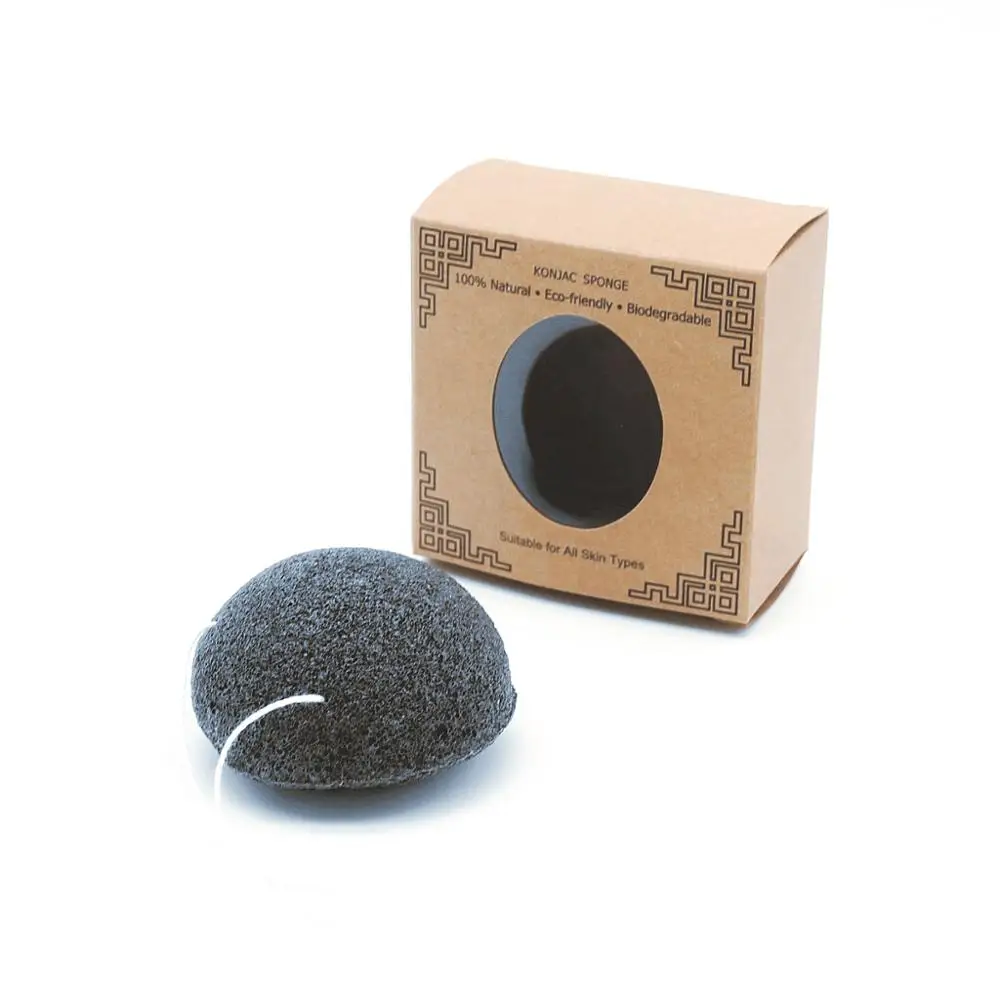 

Facial cleaning bamboo charcoal konjac sponge for wholesale, Customized color