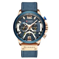 

8329 relogio Curren Men Leather Chronograph Watch Calendar Military Wrist Watch For Male Waterproof Multifunction