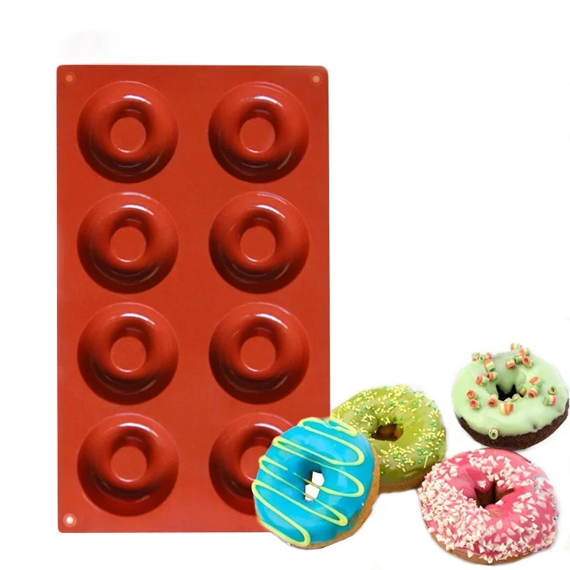 

8 Cavity Savarin Doughnut Mold Baking Pan Round Shaped Silicone Donut Mould Muffin Chocolate Cake Candy Cookie Baking Mould, As picture or customized