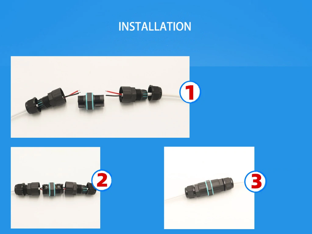 M16 2 Way 2pin 3pin Screw Fixing Cable Joiner Ip68 Waterproof Power