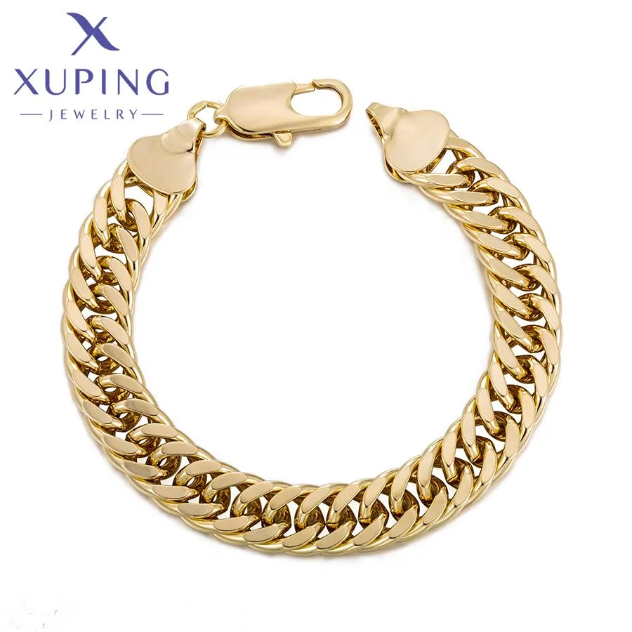 

X000744698 XUPING Jewelry Wholesale Man Trendy 14K Gold Plated Copper Jewelry Fashion Jewelry Cuban Link Chain Bracelets