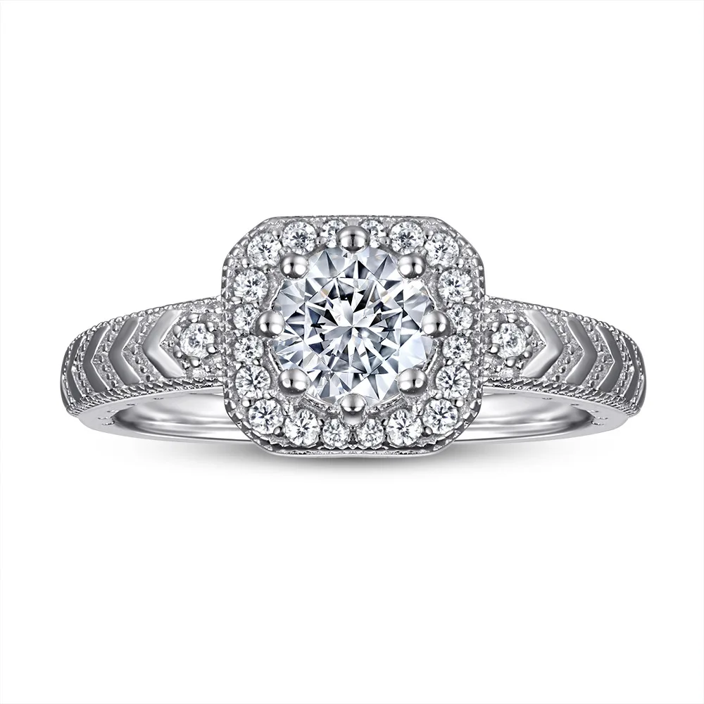 OAHLAN Fine Jewelry Women Engagement Ring 0.8Ct Princess Cut Cubic Zirconia 925 Sterling Silver Ring Wholesale Promise Solitaire