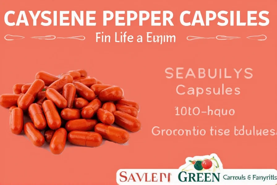 Infographic showing safe usage guidelines for cayenne pepper capsules including dosage ranges and contraindications