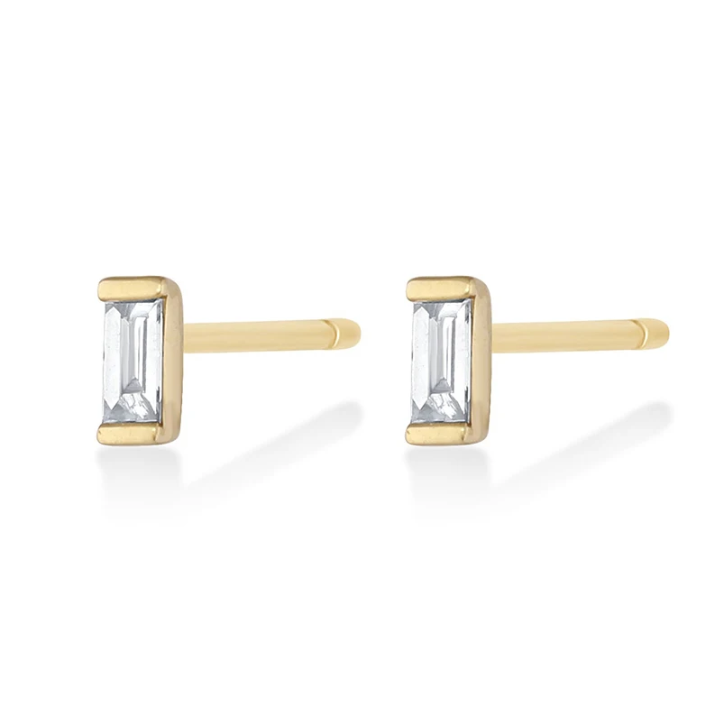 

Gemnel classic fashion 925 silver supplier wholesale minimalist baguette diamond earrings