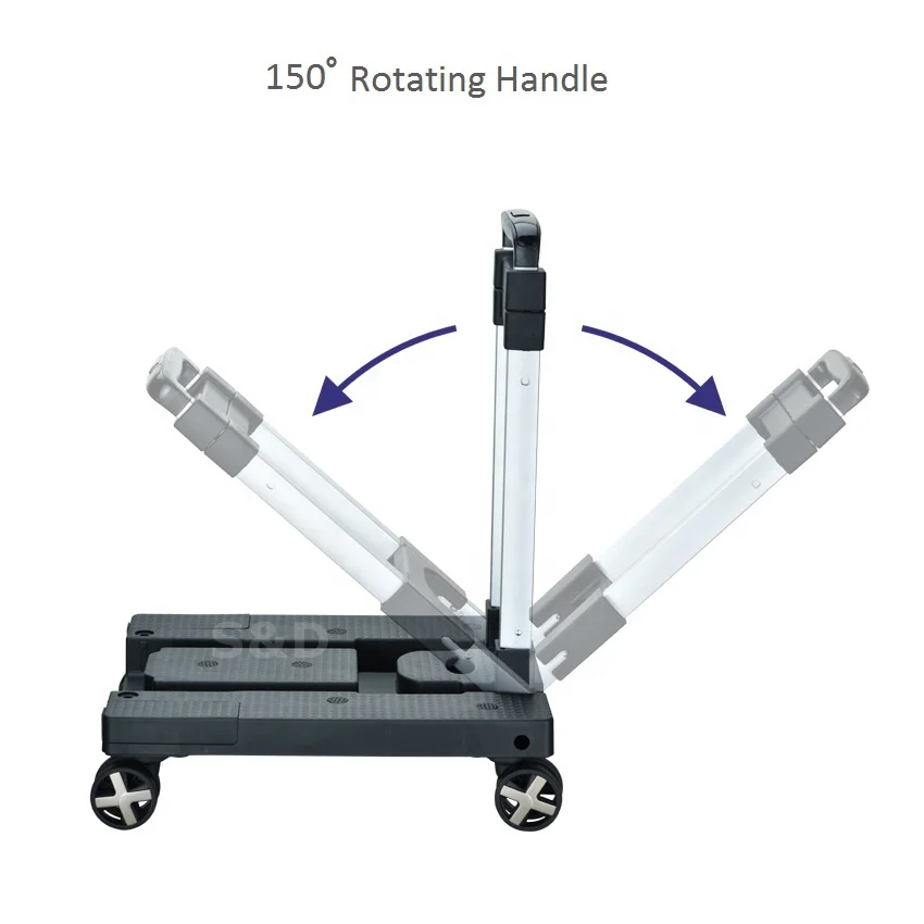 
Compact aluminum lightweight portable 4 silent spinner wheels platform shopping dolly folding luggage hand trolley cart truck 