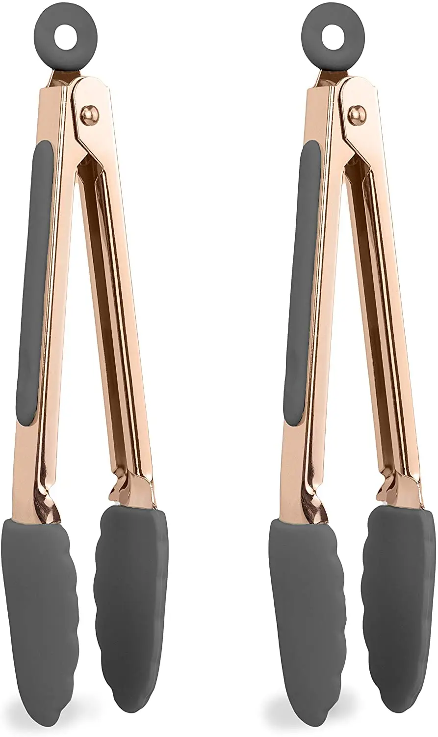 
7inch 2piece mini silicone tongs set with copper finished,food tongs,salad tongs 