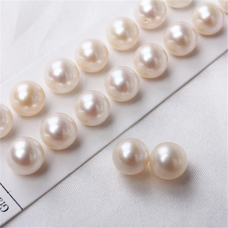 

FENGZUAN jewelry 2-12mm cultured pearl white Round Half Drilled natural freshwater Pearl for jewelry making loose pearl beads