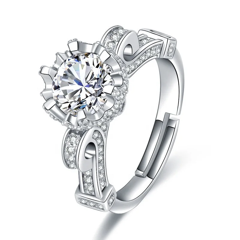 

Romantic Wedding Diamond Ring Jewelry Fashion Women Moissanite Ring, White
