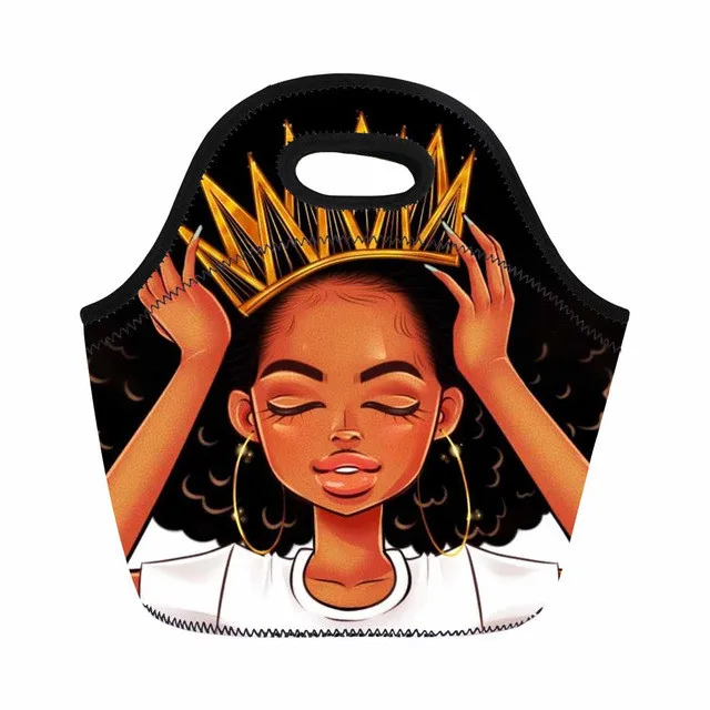 

Sublimation Black Art African Girls Printed Children Kids School Neoprene Insulated Thermal Lunch Cooler Box Bags For Women, Customized