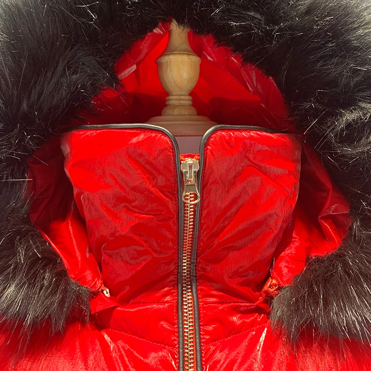 
New Fashion Fur Women Outdoor Down Jacket Lady Winter Hooded Padded Coat 