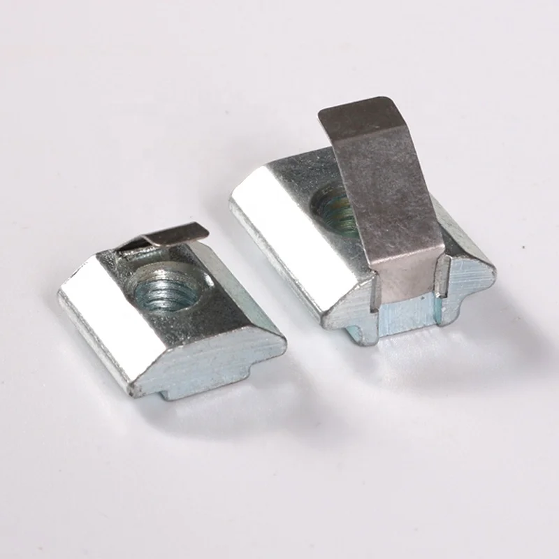 

Warehouse Chinese M5 M6 M8 3030 Aluminium Profile Fastener Accessories Spring Leaf T Slot Nut