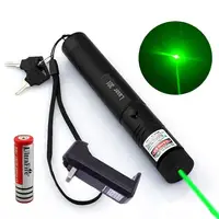 

Powerful 301 Green Laser Pointer Pen 532nm 1mw Adjustable Focus & 18650 Battery + Charger Adapter Set Free Shipping