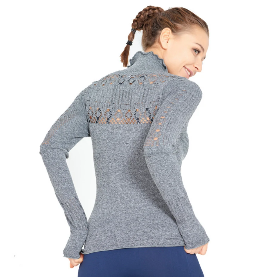 

womens custom long sleeve sports gym tank top, Gray/pink/black