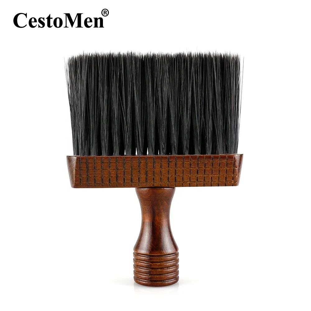 

CestoMen Hairdressing Tools Barbershop Neck Brush Wood Handle Hair Shaving Face Duster Neck Cleaning Brush For Barber Haircut, Brown
