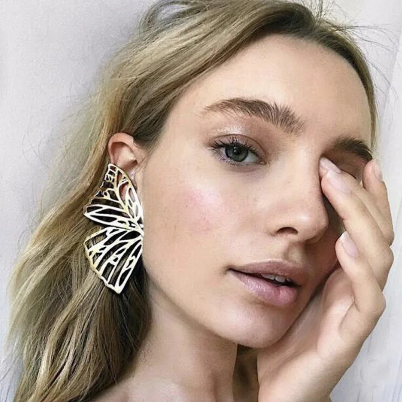 

Trendy Hollow Butterfly Drop Dangle Earring for Women Metal Large Wing Pendant Earring Statement Jewelry, Gold,silver