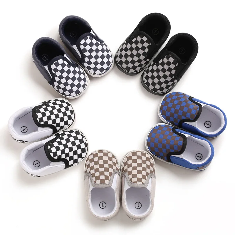 

Superstarer wholesale plaid canvas baby shoes soft sole toddler shoes for age 0-1