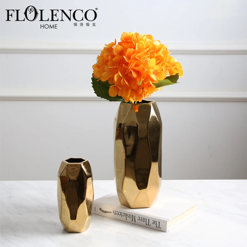 

Modern Home Decor Luxury Gold Unique Ceramic Porcelain Vase for Restaurant