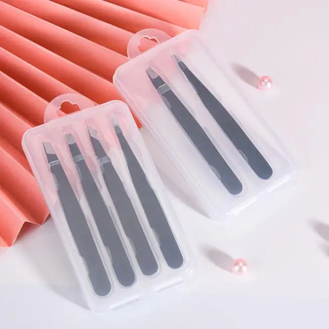 

Professional Eyelash Tweezers Set Stainless Steel Eyelash Extension Tweezers Private Label, Black/pink