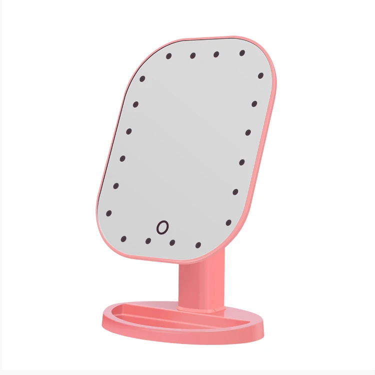 

Led Lighted Makeup Mirror With Touch Sensor, White pink black