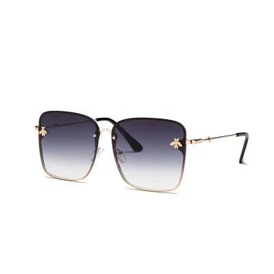 

Top Hot Eyewear Fashion Women Shades Oversized Female Sun Glasses Uv400 Luxury Square Bee Sunglasses