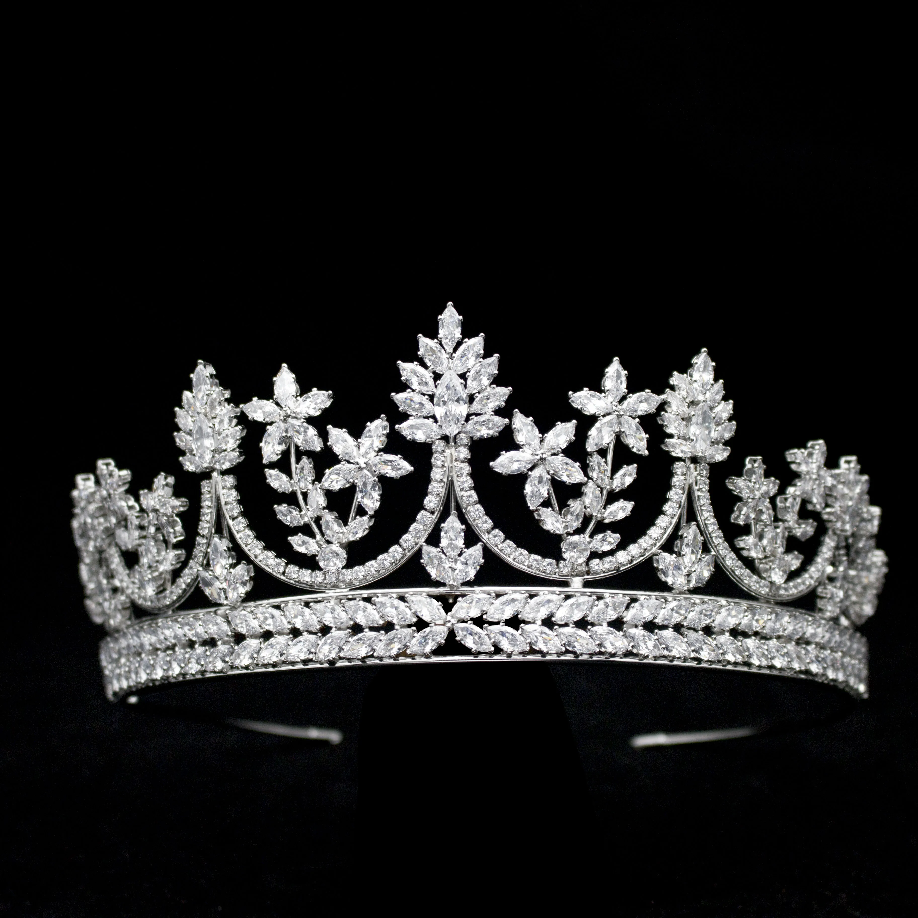 

GS0043 New Fashion Custom Rhinestone Handmade Bridal Wedding Hair Accessories Crown Tiara, Sliver