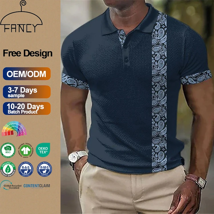 Summer New Men's 3D Printed Casual Sports Breathable 100% Polyester Short Length Polo Shirt