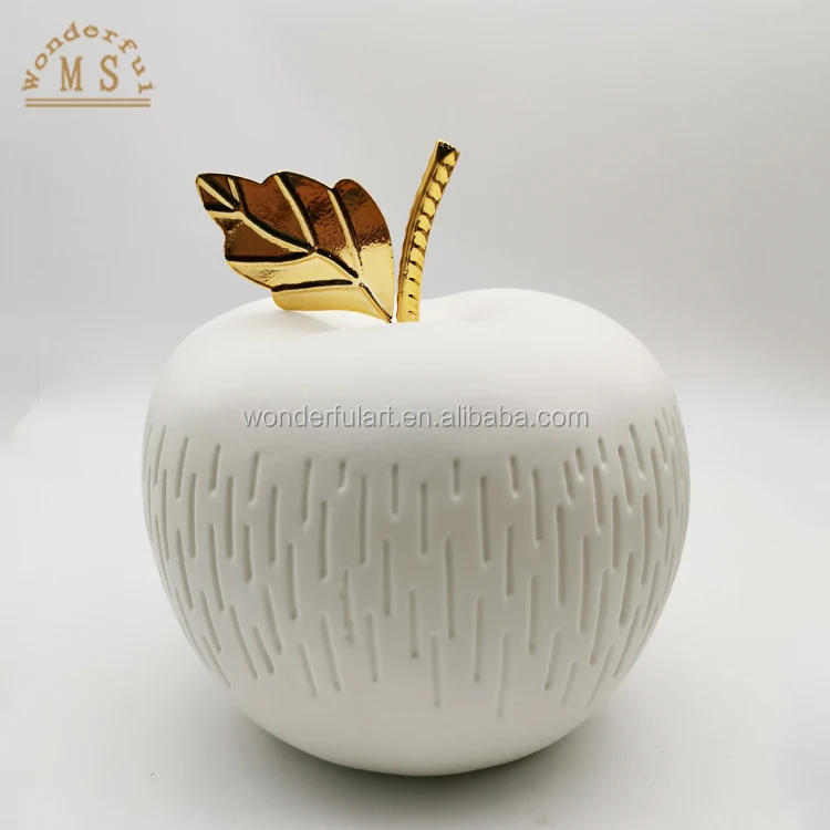 Apple shaped home decoration accessories Ceramic apple sculpture handmade homewares decorative ornaments