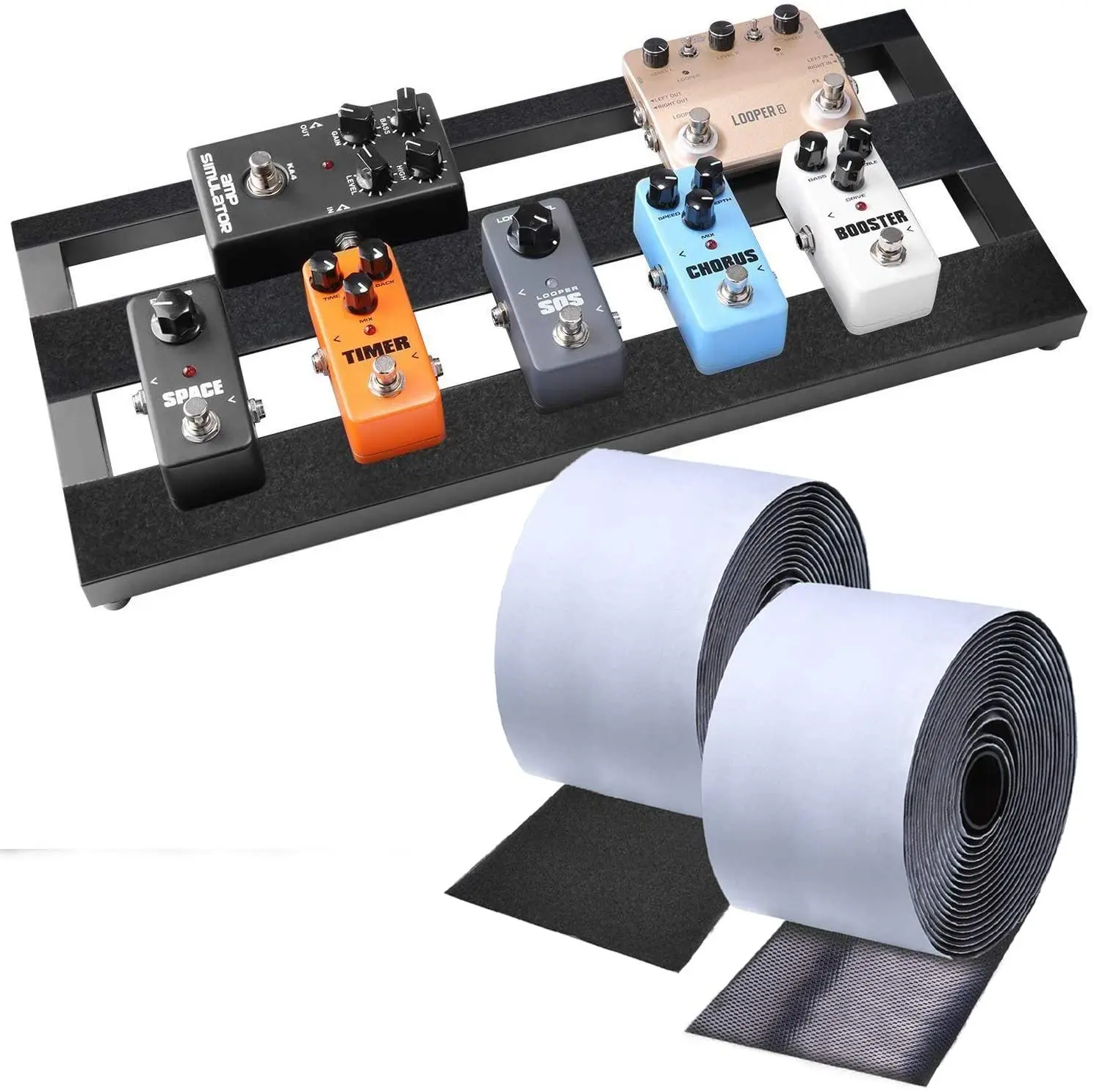 

Guitar Mounting Tape Hook and Loop Tape with Adhesive for Guitar Pedal Board, Black