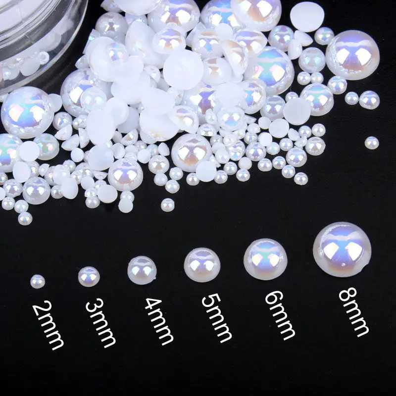 

Wholesale ABS Craft Pearl AB Color Plastic Flat Back Half Round Pearls For Craft