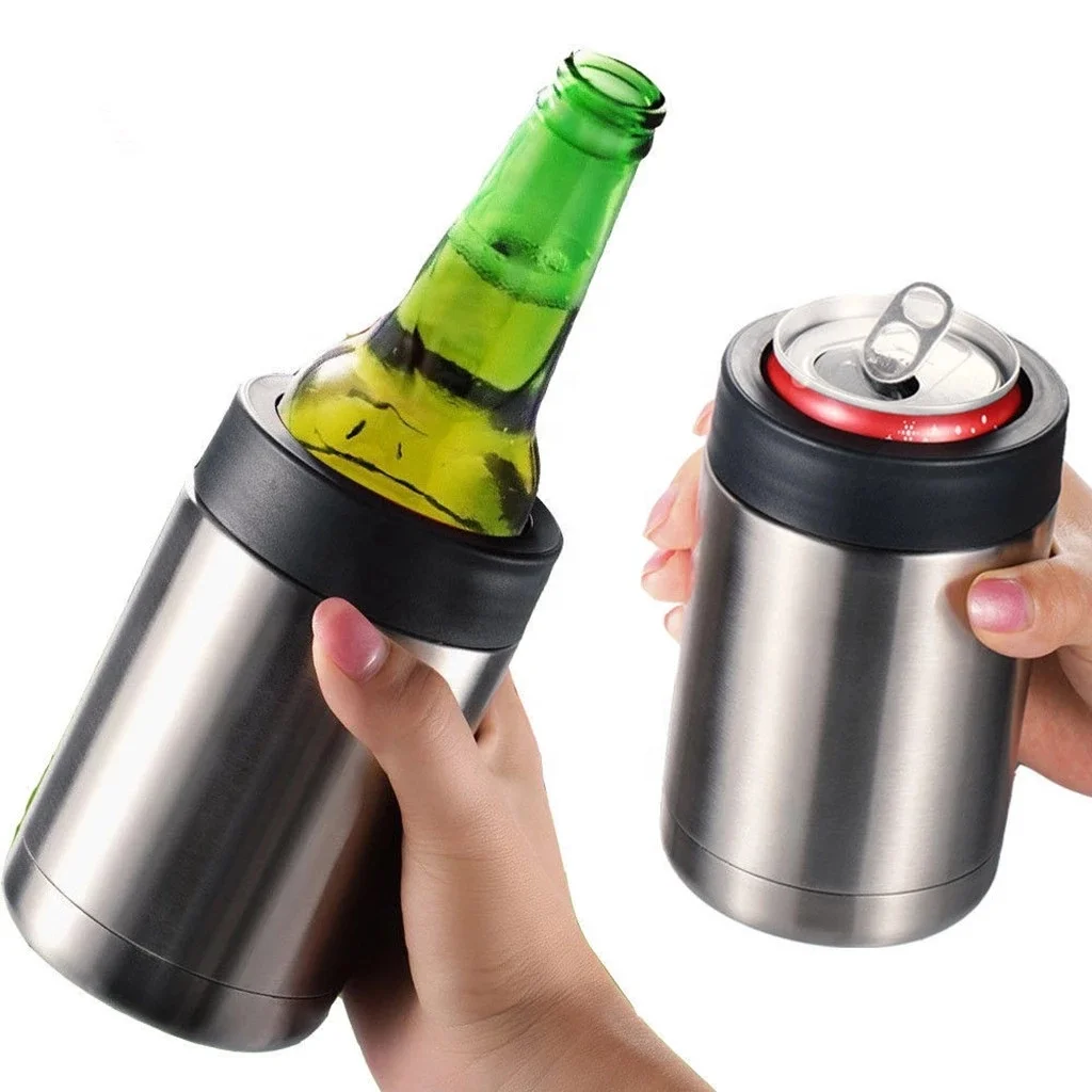 

Promotion coozie 12oz reusable insulated double wall shaped beer can cooler steel stainless steel can cooler cola, Customized colors acceptable