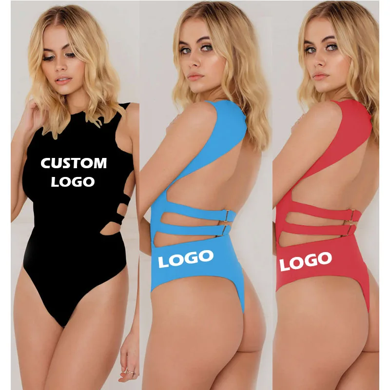 

Free Shipping Women Fashion Backless Beachwear One Piece Sublimation Deep V Swimsuit High Cut Brazilian Thong Bikini