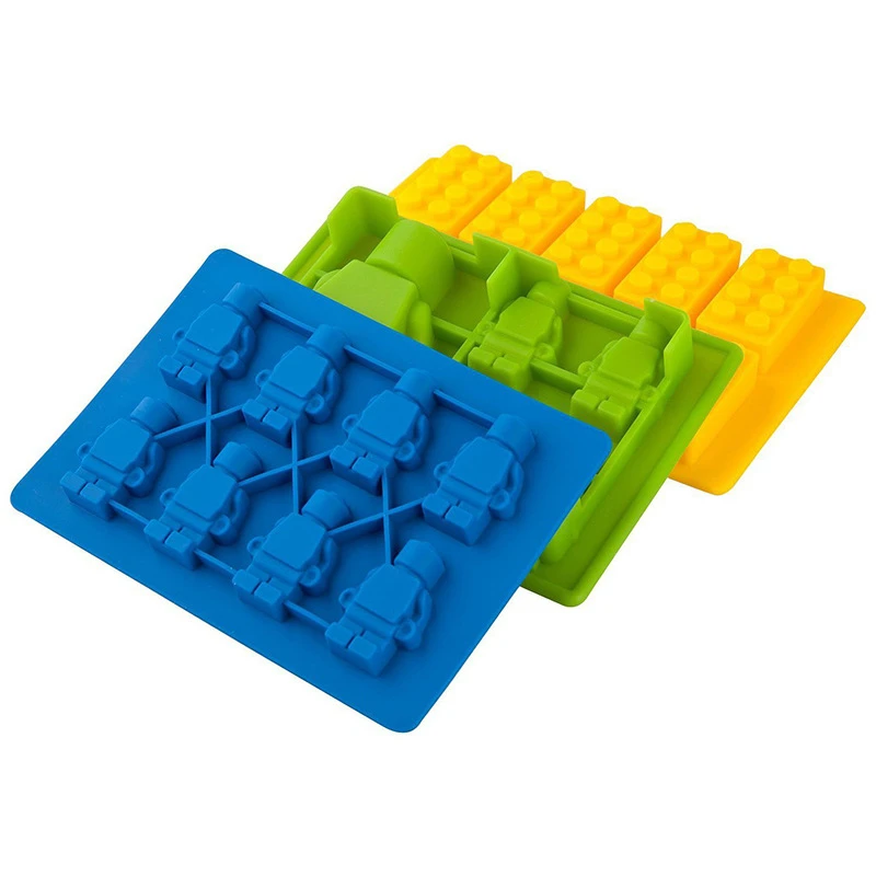 

Z0438 Amazon's best-selling Lego lego robot Silicone ice cube mold set of three DIY robot baking chocolate cake molds