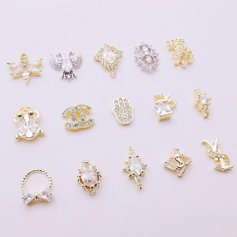 

2020 nails zircon jewelry popular web celebrity nail drill Japanese metal decorative materials, Gold