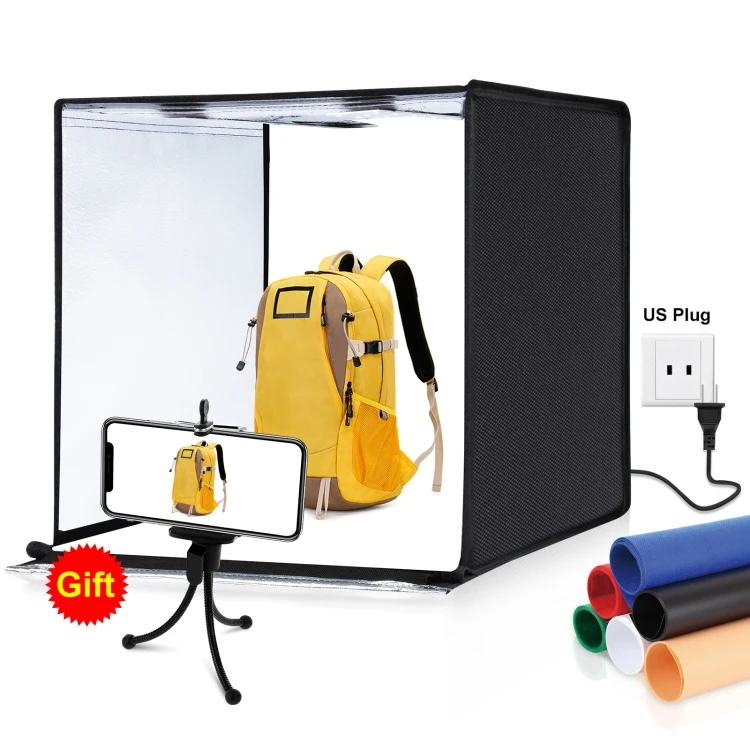 

Puluz Portable 5500k Led Tent Light 36w Mini Photo Studio Box 60 Cm Photography Light Box With Backdrops Cloth, Black