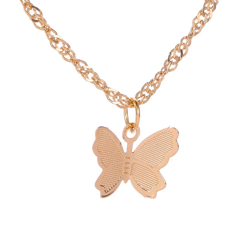 

Gold and silver two-color simple style cute animal butterfly pendant necklace women jewelry charm necklace