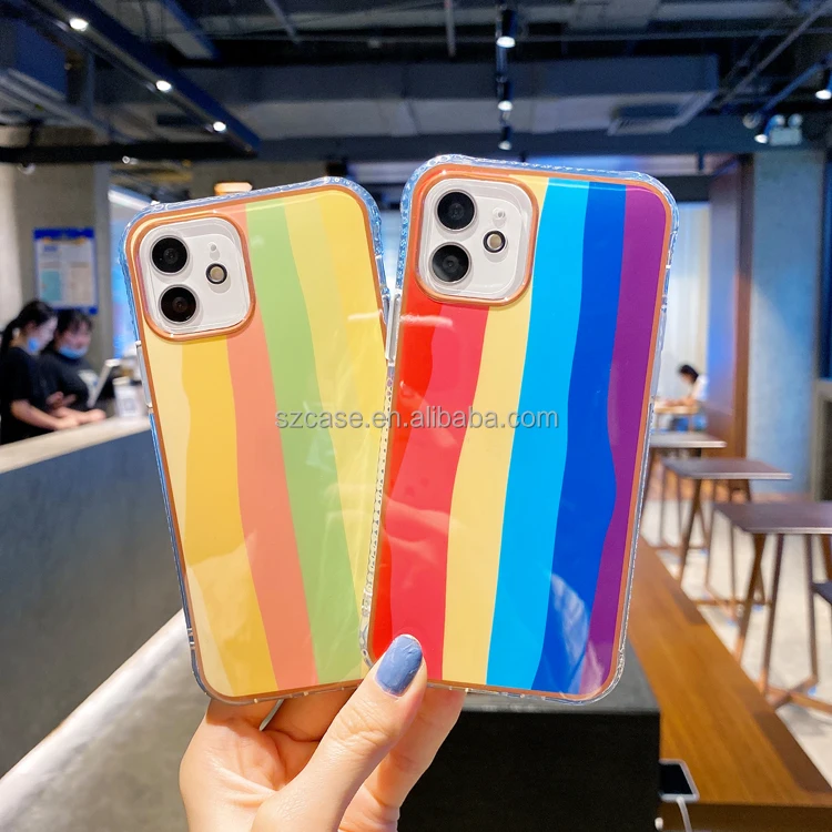 

Customized Hard Double TPU PC Material IMD Geometric Stripe Bling Mobile Phone Back Cover Case For Iphone 7 8 Plus 8plus