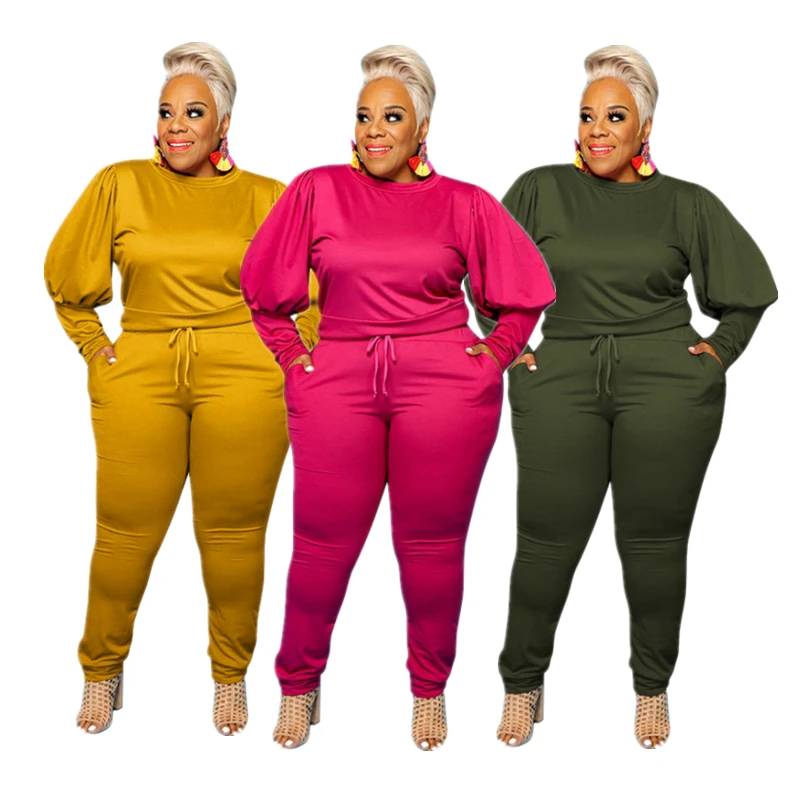 

Fall Plus size two Piece pants Set Woma 2 Piece Set Clothing Solid color tracksuit Customise Womens Sweatsuit, 6colors
