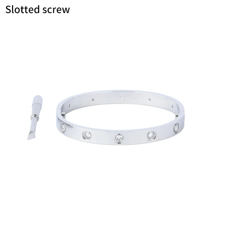 

Modern Fashion Brand For Men Women Ladies Titanium 316L Stainless Steel Jewelry Cuff Zircon Love Screw Bangle Bracelet