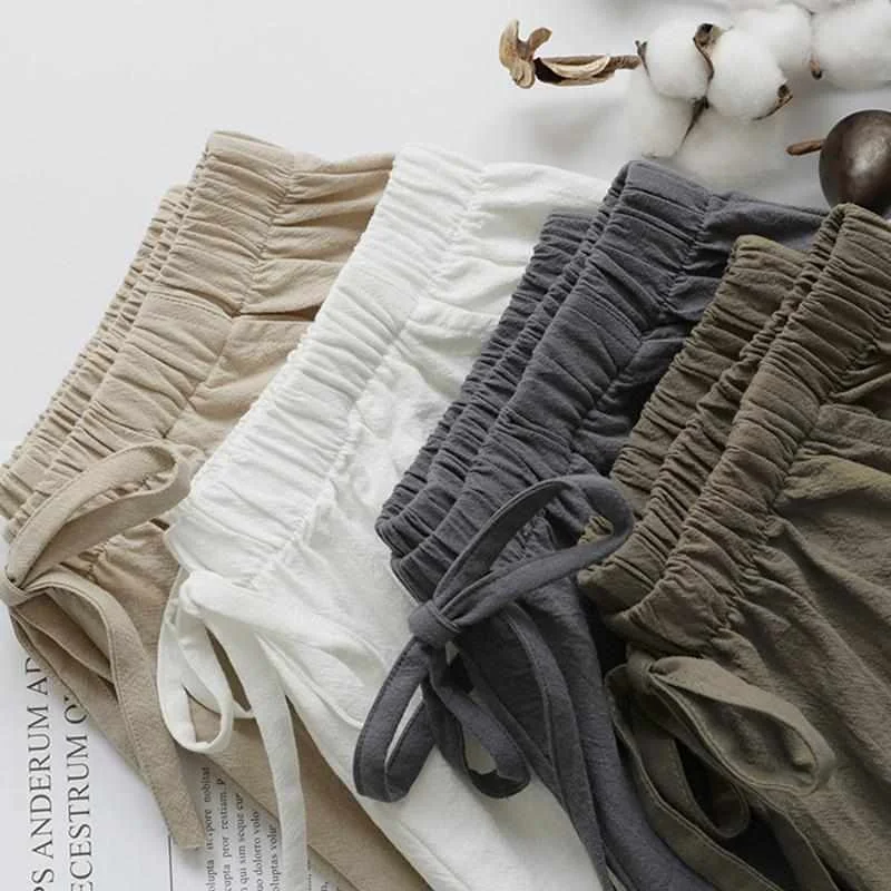 

New Hot Summer Casual Cotton Linen Shorts Women Plus Size High Waist Shorts Fashion Short Pants Streetwear Women's Shorts, As pictures