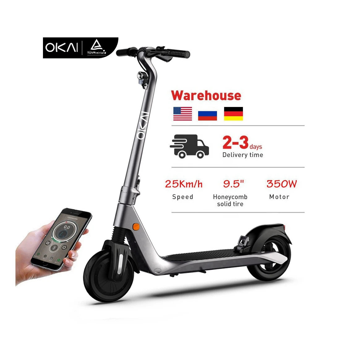 

OKAI ES500 Cheap Hot Sale Top Quality 100kg Chinese Cheap load Best Scuter Electric Scooter Bicycle, Silver gray