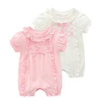 

High quality infant toddler summer clothes 100% cotton 0-12 months new born baby girl short sleeve romper