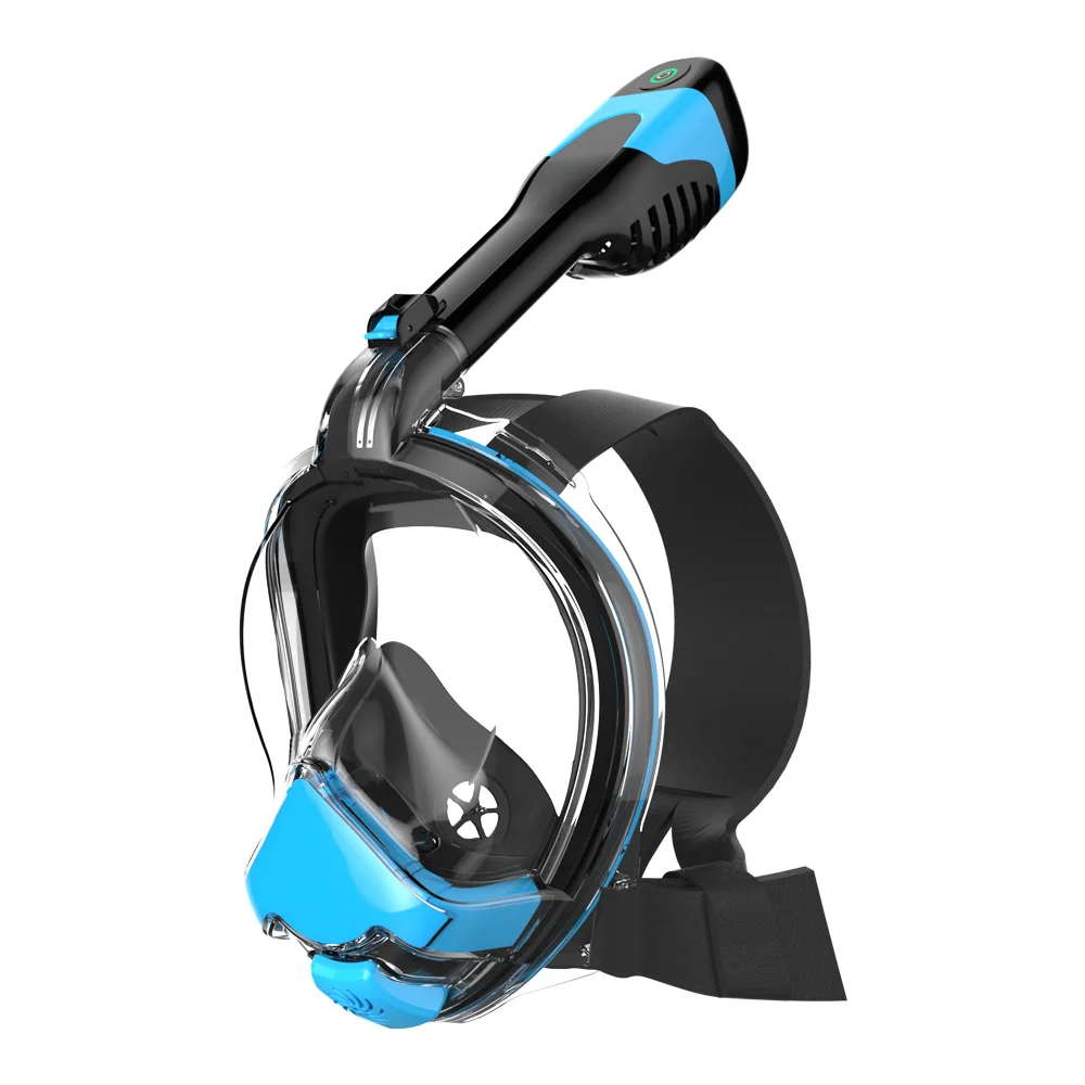 

The Newest Electric CO2 Reducing System Anti-Leak anti-Fog Safety Breath Adults Diving Mask Full Face Snorkel Mask, Black/blue/pink/green/light blue